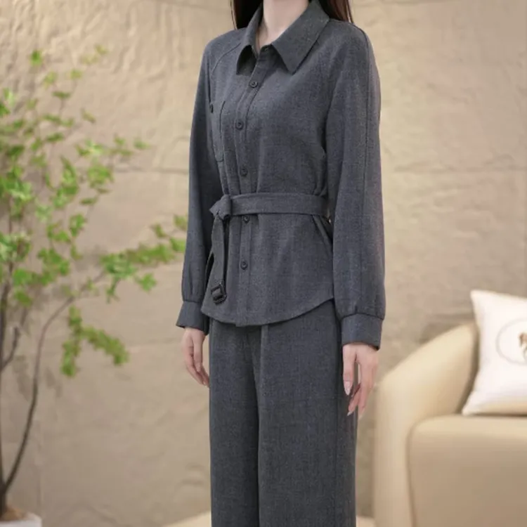 2025优雅百搭气质POLO领修身显瘦纯色套装两件套M-4XL