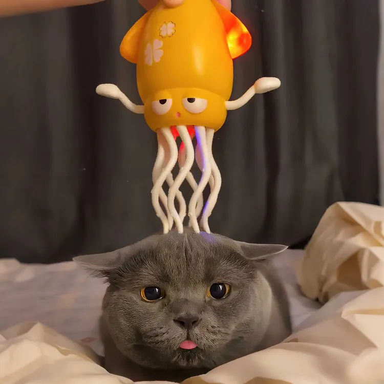 宠物玩具电动魔性跳舞章鱼玩具八爪鱼鱿鱼自动避障猫咪自嗨逗猫棒