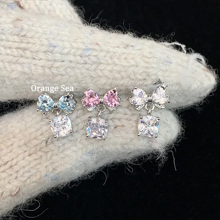 钛钢耳饰 Orange Sea甜美少女爆闪方糖蝴蝶结耳骨钉E138