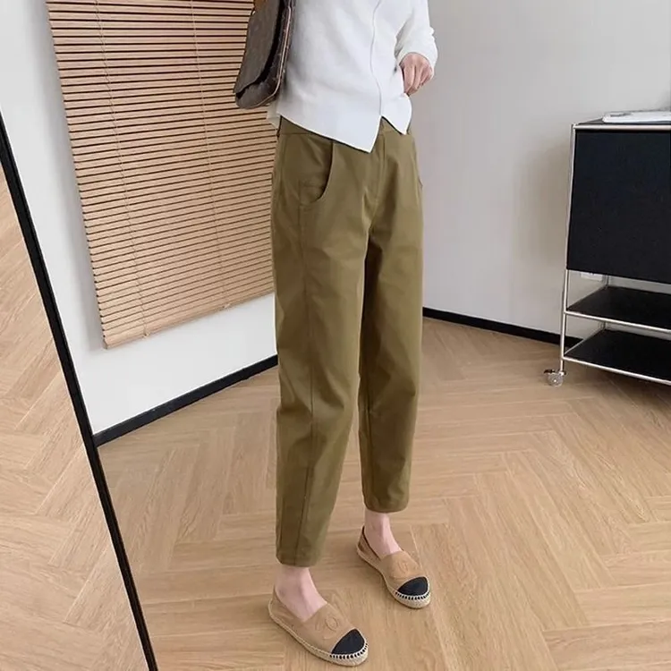 2025年秋季新款梨形身材高腰显瘦镰刀裤子小个子九分休闲哈伦裤女