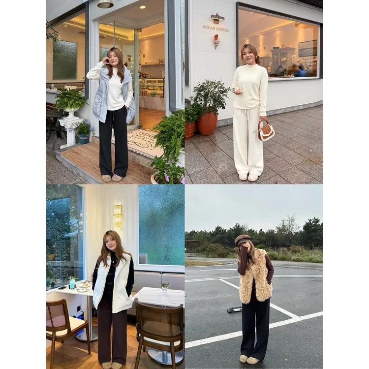 糯米裤秋冬季高腰垂感休闲百搭小个子针织微胖大码女装阔腿裤HD06