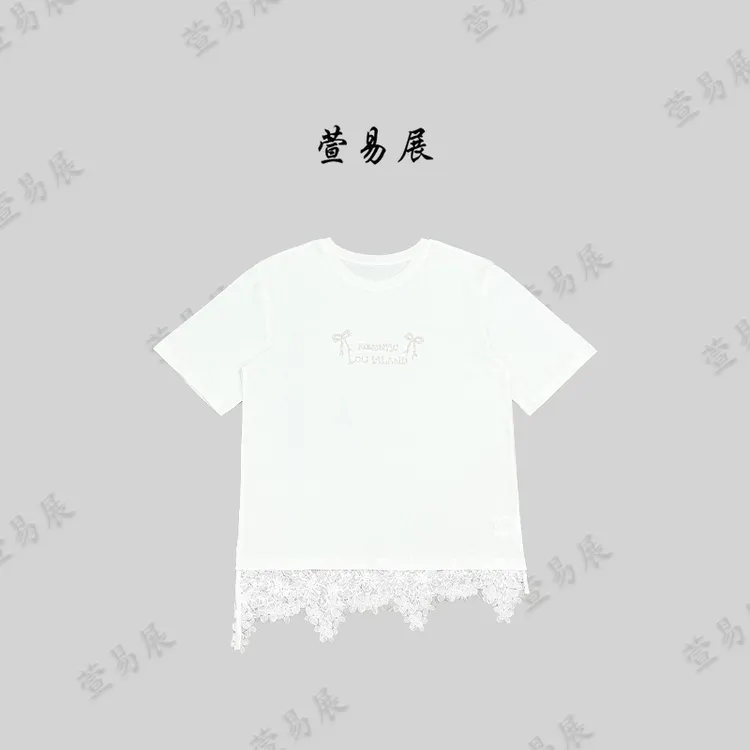 萱易展-“巴洛蔷薇”轻奢时尚手工钉珠圆领蕾丝饰边上衣-KZ7720