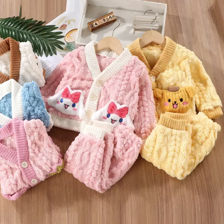 2025冬季新款儿童珊瑚绒女童睡衣加厚款中大童外穿卡通可爱家居服