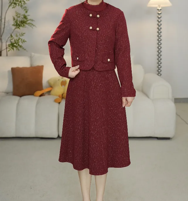 A023两件套套装女装春秋季中长款气质百搭女士秋长袖时尚