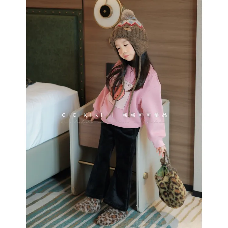 【熙熙可可】2025新款儿童冬季韩版时尚休闲加绒加厚卫衣WY2548