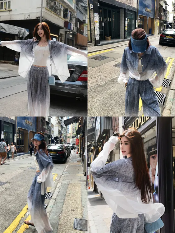 婉君【巴黎时装周】百搭防晒长袖时尚小香渐变衬衫LWJ25B2C1353