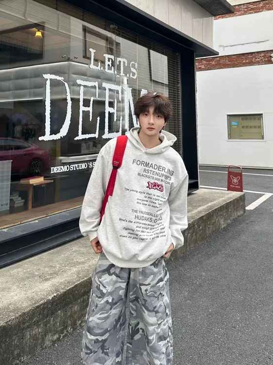 300斤大码春秋季男士棉质美式复古男装连帽卫衣宽松百搭加绒外套