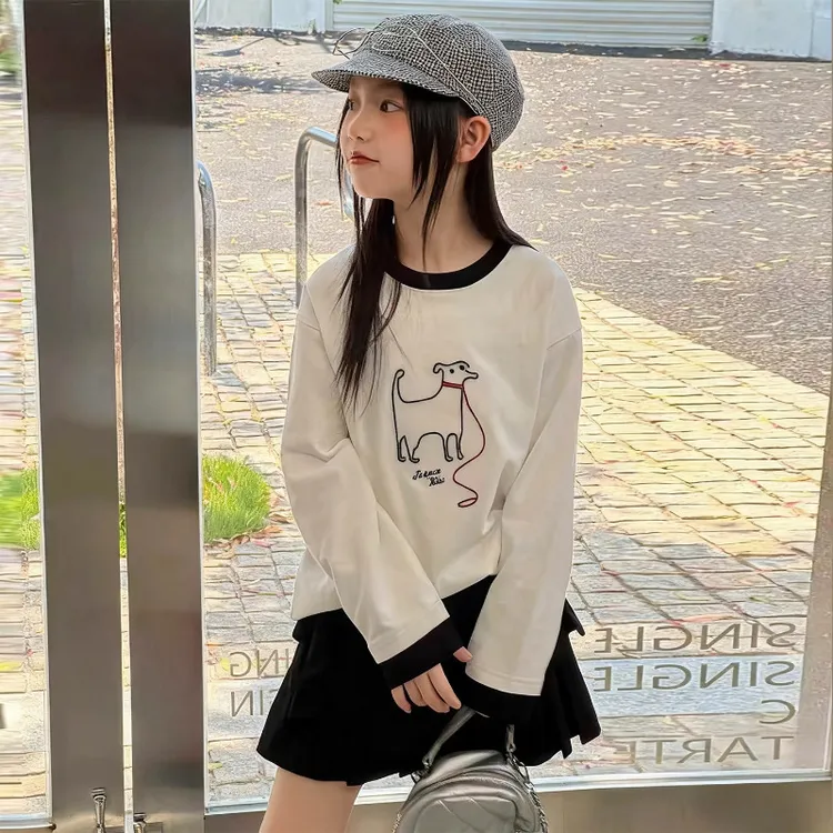 女童长袖t恤秋装2025新款儿童打底衫衣服女孩早秋超好看单穿上衣