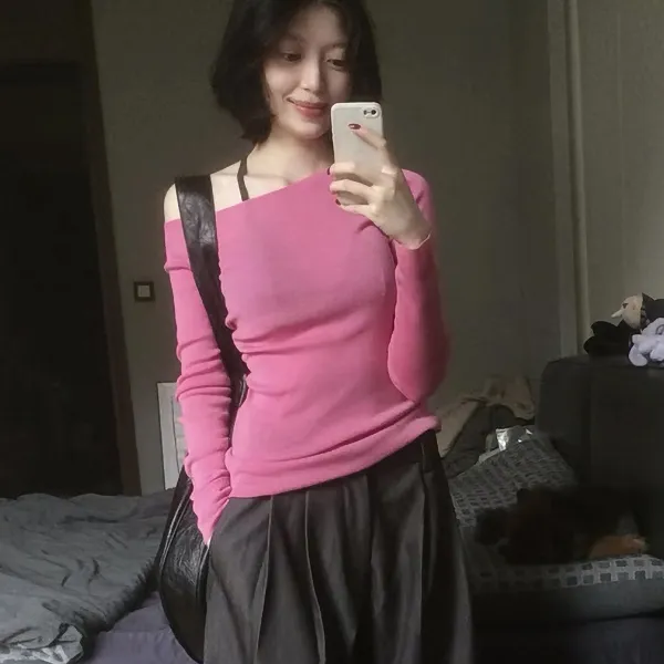 法式绝美纯欲风显白针织衫女2025年秋季新款修身显瘦气质长袖上衣