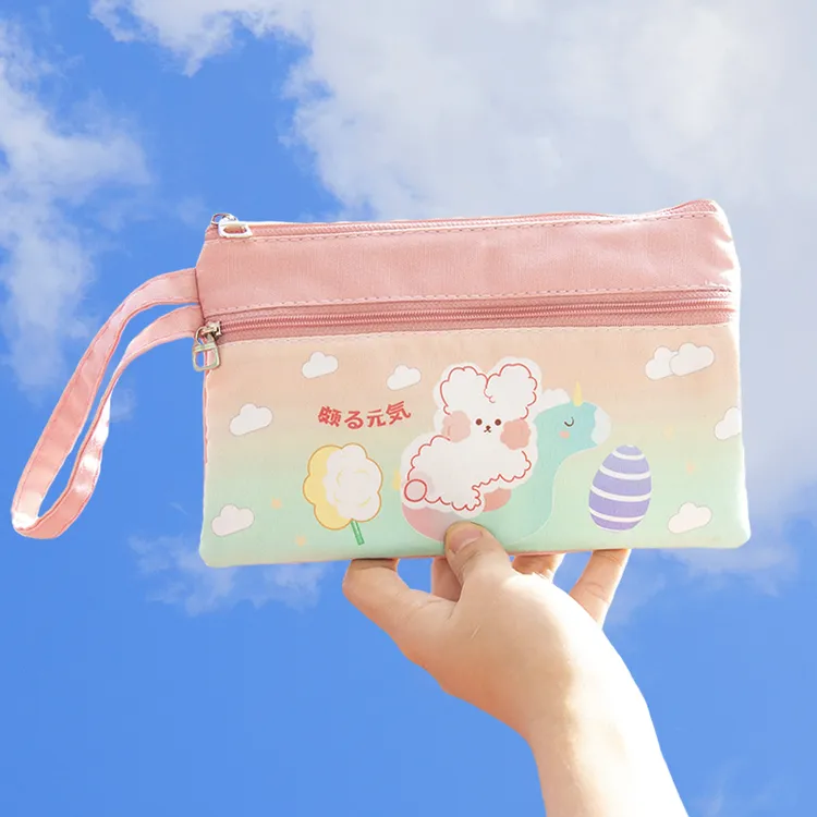 手机包手拿包可爱兔子帆布收纳包放手机钥匙轻便零钱袋布包手腕包