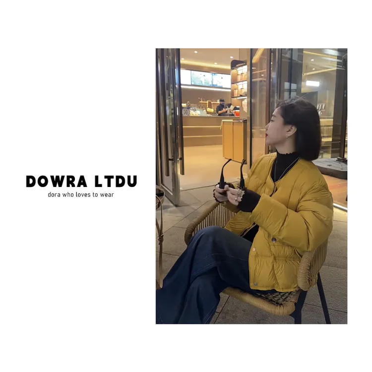 朵拉【出街高暖】2025年冬季新款圆领纯色长袖百搭羽绒服159-5820