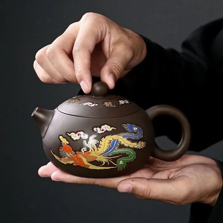 遇热变色手工茶壶凤鸣西施紫砂茶壶商品图