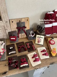 MU儿童新年红色系发夹韩系复古气质手工女童发饰少女饰品发夹发卡