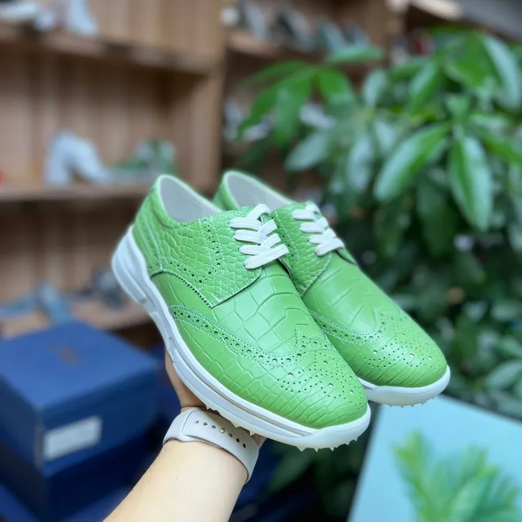 尚典家鳄鱼皮男鞋高端高尔夫球鞋防滑抓地钉底防滑耐磨真皮男鞋