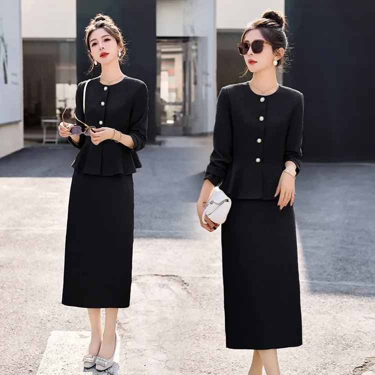 时尚套装女装新款2025春天衣服修身显瘦两件套气质小香风休闲套裙