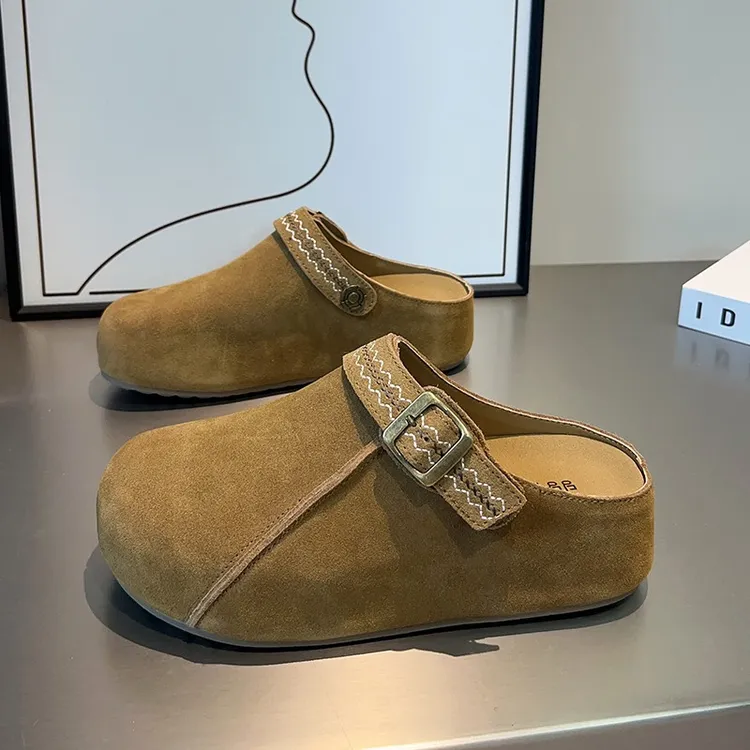 一脚蹬厚底内增高大头勃肯鞋子包头半拖鞋女夏外穿2025秋新款爆款