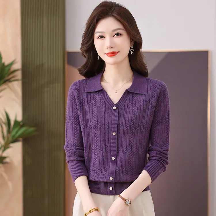 翻领polo针织衫女士秋季2025新款气质小麻花洋气打底宽松显瘦上衣