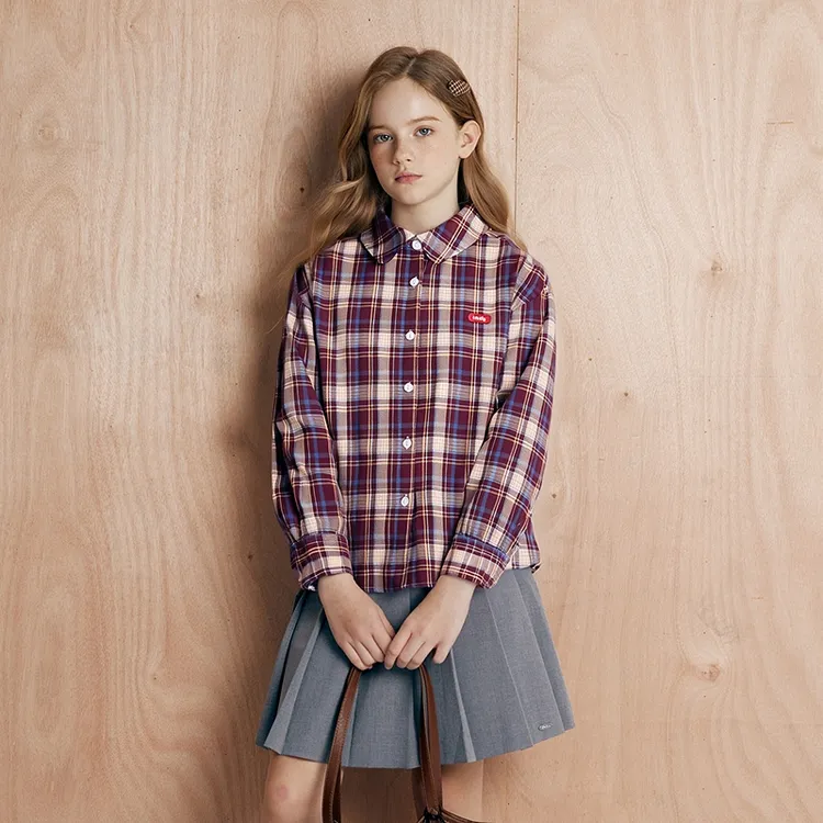 笛莎童装女童格子上衣秋季新款长袖中大童儿童时尚休闲条纹衬衫