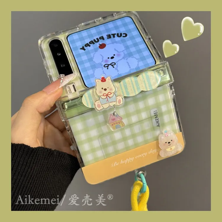 适用华为purax典藏版折叠屏手机壳pocket2透色格纹立体小狗屋子女