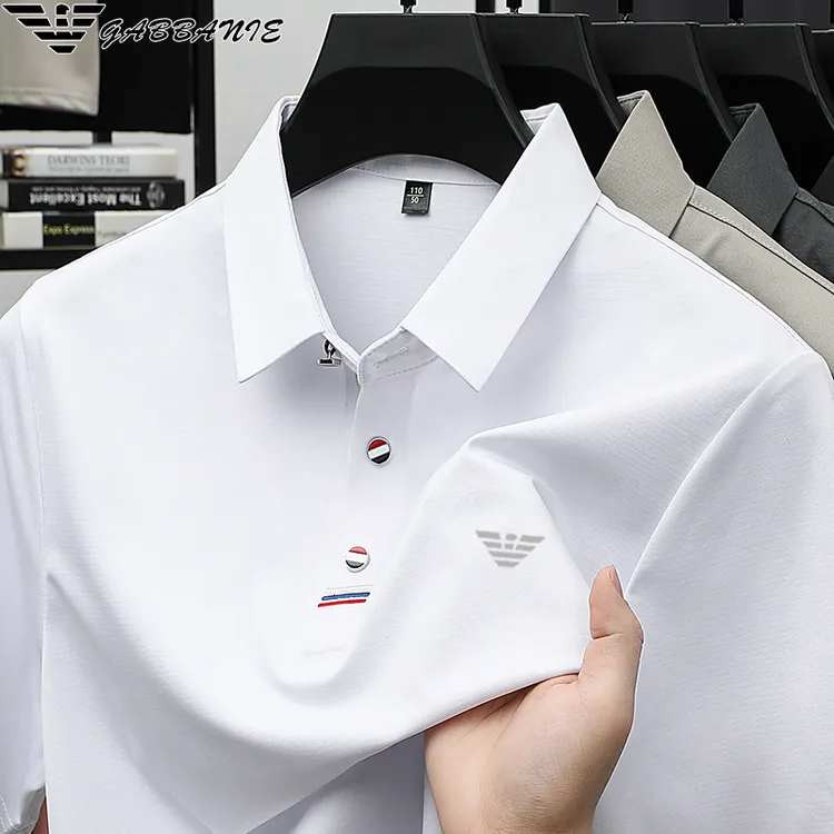 【含桑蚕丝】GABBANIE夏装短袖t恤中年男士夏季休闲Polo衫上衣6923