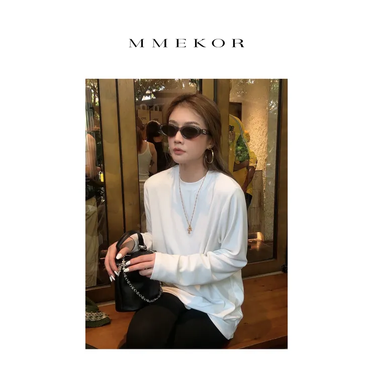  MMEKOR“黑白王者”T恤 2025新款秋款活力常青藤百搭长袖 30829