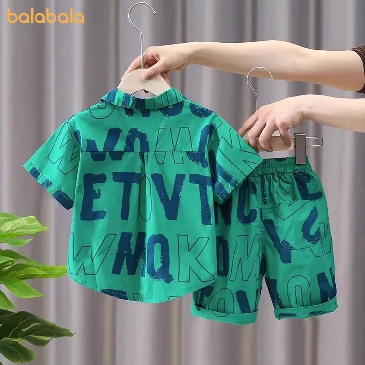 男童夏装衬衫套装2025爆款新款洋气宝宝夏季短袖衣服儿童酷帅童装