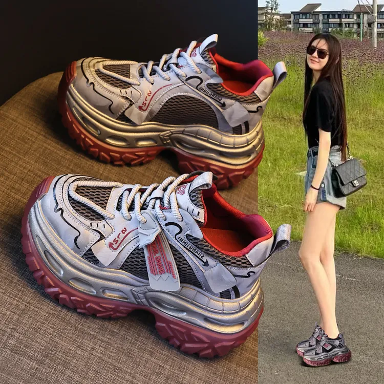 HS7917-3厚厚底内增高ins超火老爹鞋女2025秋季新款9cm运动休闲鞋