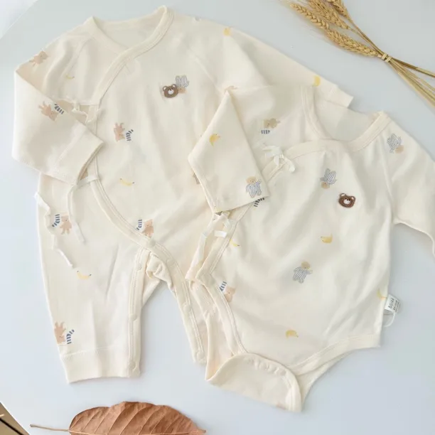 美婴园 婴儿衣服秋季宝宝连体衣纯棉a类新生幼儿爬服哈衣长袖睡衣