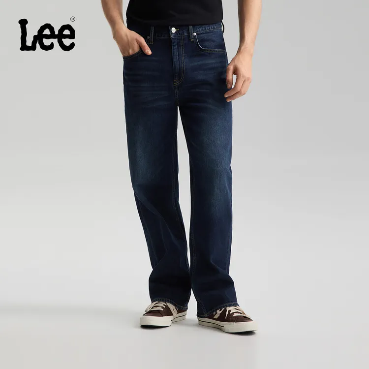 【762宽松阔腿裤-古着蓝】Lee26早春新品五袋款牛仔裤复古深蓝男