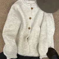 【鞠子Juzi】8897#法式温柔晚晚亮片复古圆领卷边毛衣外套（长约55）