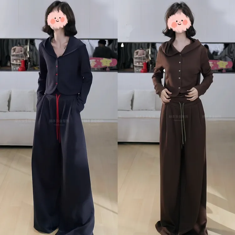 2025秋季新款纯欲慵懒风纯色休闲短外套上衣舒适宽松显瘦长裤套装