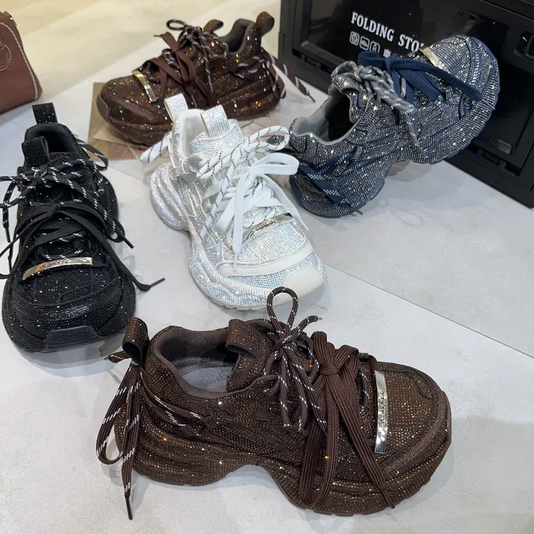 【小涵家】欧洲站小众千禧辣妹studios重工满钻厚底【5cm】老爹鞋ins