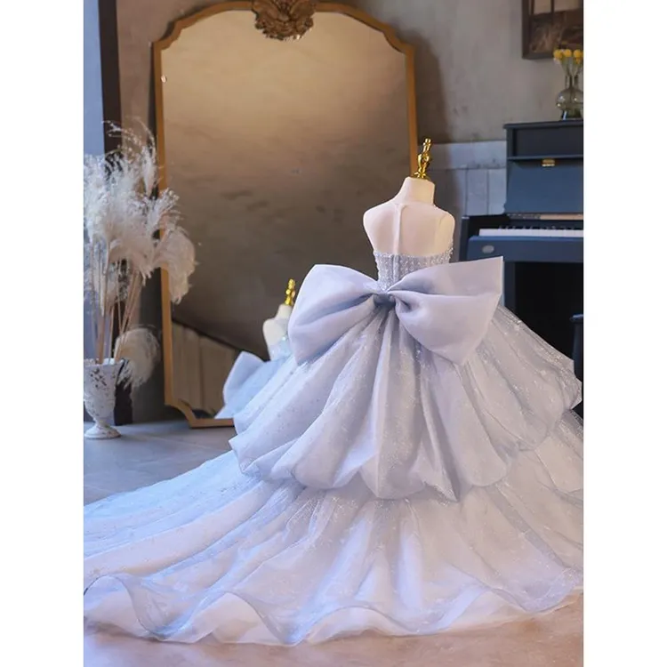 巴拉童年女童礼服裙高端公主裙儿童走秀主持人钢琴演出服长拖尾20
