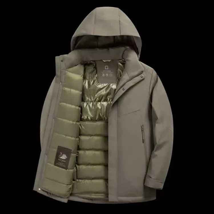2025男款商务羽绒服连帽冬装外套加厚保暖简约男装