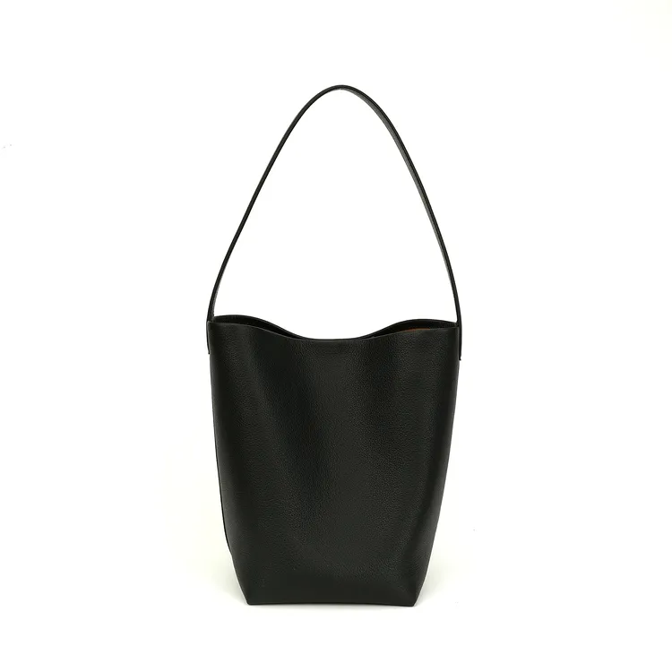 名伦世家2024简约复古时尚百搭牛皮水桶包极简风单肩托特包