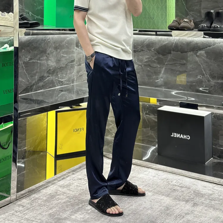 P*家夏季男士轻奢极简醋酸免熨烫直筒休闲裤5158