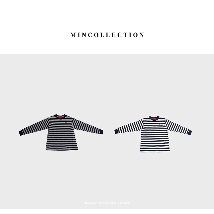 DE Mincollection刺绣条纹T/经典爱心刺绣条纹宽松长袖T恤40321