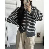 【八家&复古条纹软糯开衫】巨软！韩系经典复古条纹针织软糯开衫887