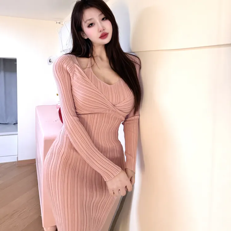 幼辣～［小岛菜奈］巨温柔纯欲气质姐感柔棉弹力针织裙