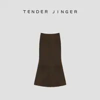 Tender Jinger【万变不离其棕】复古山羊皮鱼尾半身裙T53KUF41175