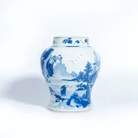 11.清康熙 青花四老图将军罐