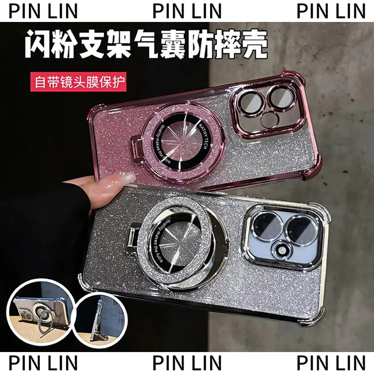 闪粉支架电镀气囊防摔适用于荣耀400/400Pro手机壳透明全包保护套