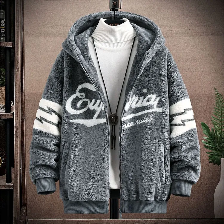 冬季新款男士颗粒绒夹克外套休闲百搭男装羊糕绒保暖上衣爆款