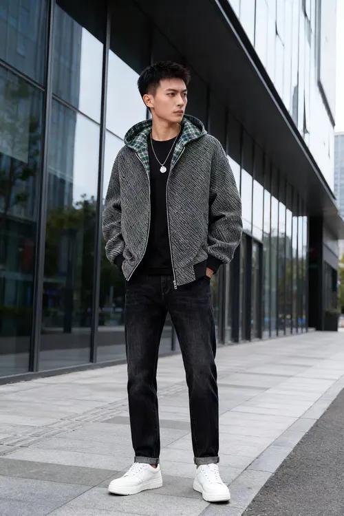 美式潮流星空条纹连帽开衫卫衣男2025秋款宽松休闲情侣装免烫处理