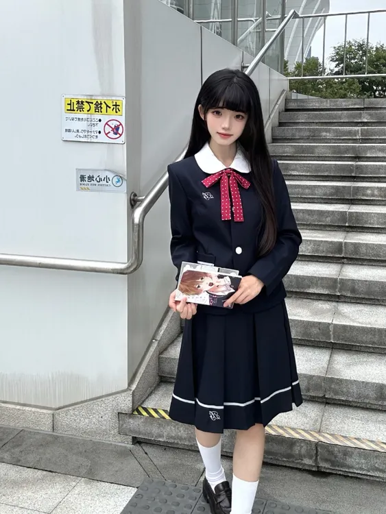 凛冬女子水木琉璃jk原创西服套装正版收腰西装外套圆领制服日系女