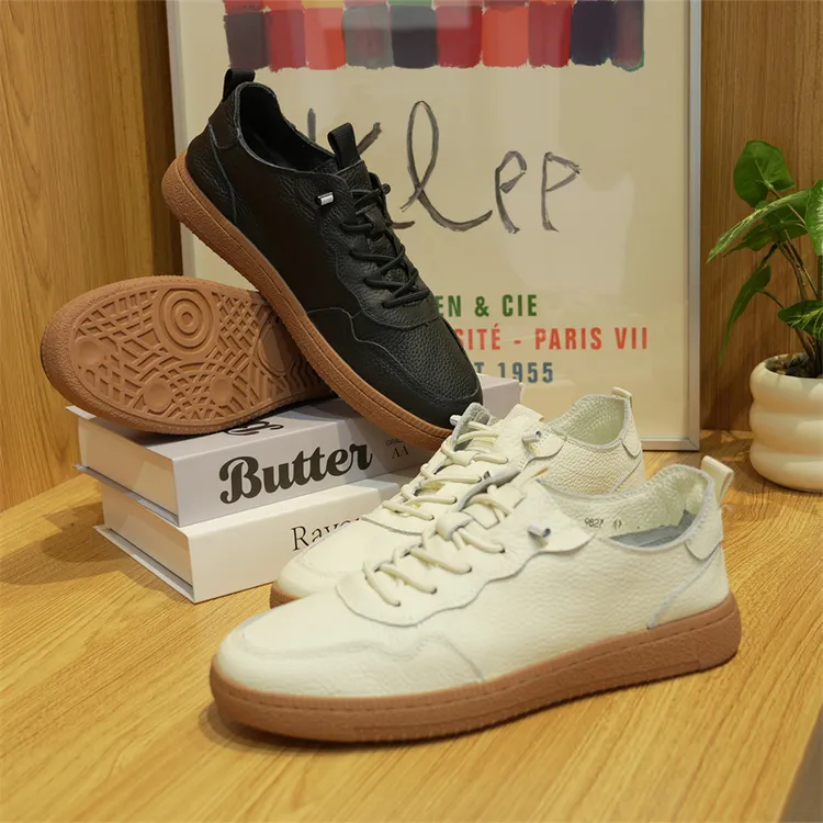 男士真皮轻便软底休闲鞋时尚简约百搭一脚蹬低帮板鞋Z1643-9827