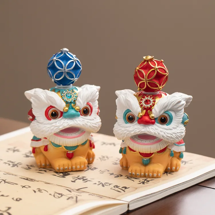 创意佛山醒狮狮子摆件高级感小众桌面茶桌茶宠装饰工艺品生日礼物