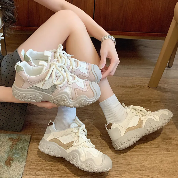 运动鞋女鞋子2025新款爆款春季厚底百搭小白鞋软底轻便跑步休闲鞋