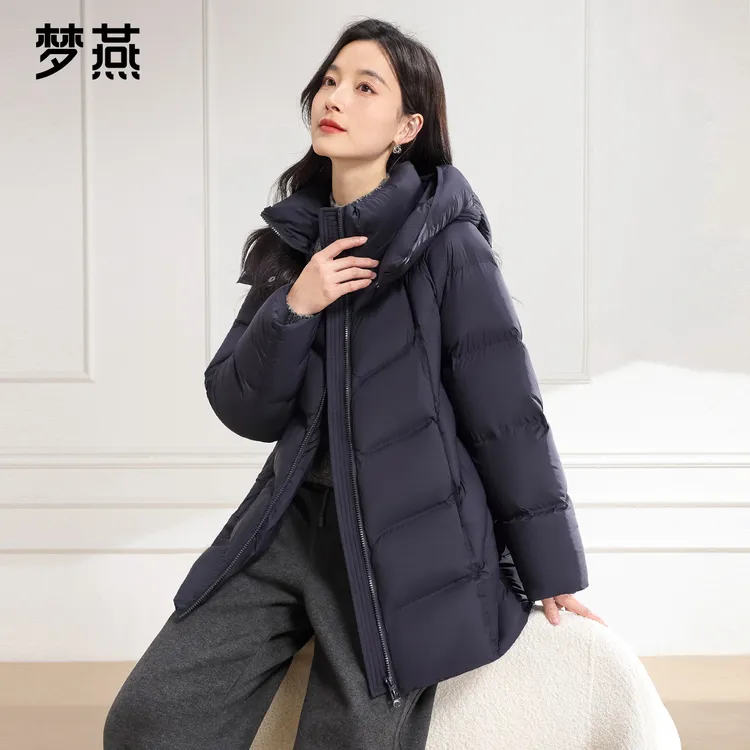 梦燕秋冬女舒适保暖时尚休闲连帽立领中短款90鹅绒服9CY11B5093J