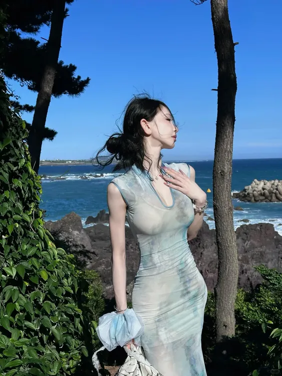 倩女幽魂网纱 优雅舒适性感修身旗袍连衣裙女2025新款显瘦长裙子